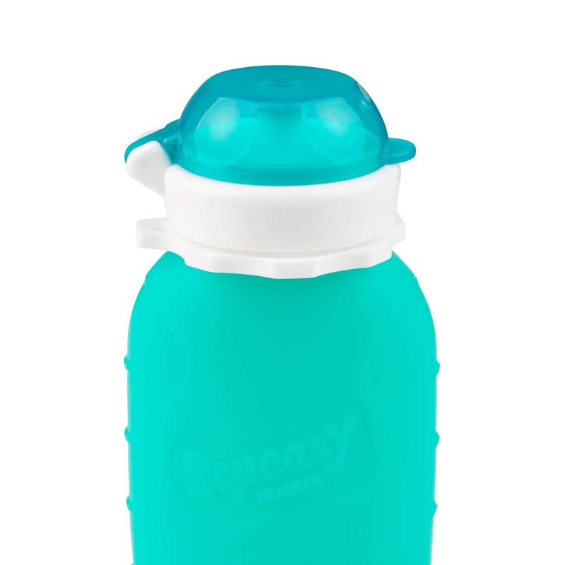 Squeasy Snacker Aqua 6 oz Squeasy Snacker Spill Proof Silicone Reusable Food Pouch - for Both Soft Foods and Liquids - Water, Apple Sauce, Yogurt, Smoothies, Baby Food - Dishwasher Safe - Image 3